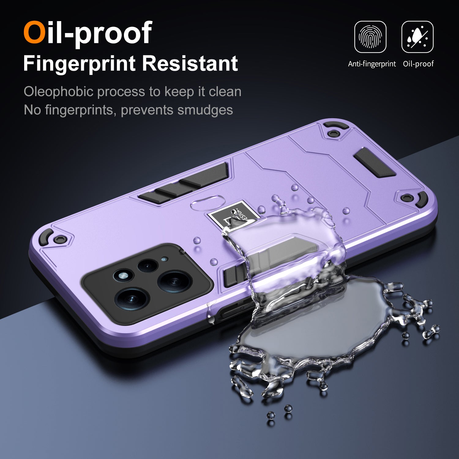 For Xiaomi Redmi Note 12 4G Case 2 in 1 Shockproof Phone Cover Oil-proof - Purple For Xiaomi Redmi Note 12 4G Case 2 in 1 Shockproof Phone Cover Oil-proof - Purple